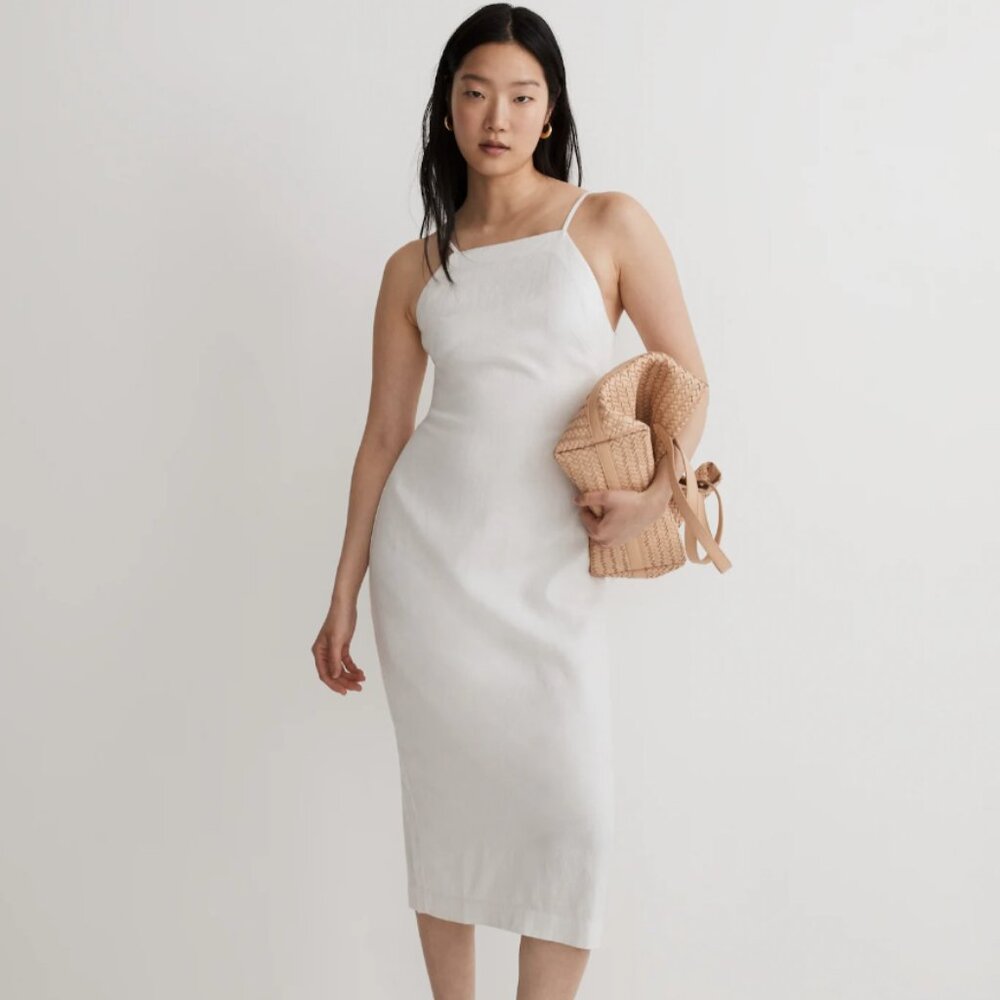 Madewell Goldie Midi Dress in 100% Linen Size 6 - NWT